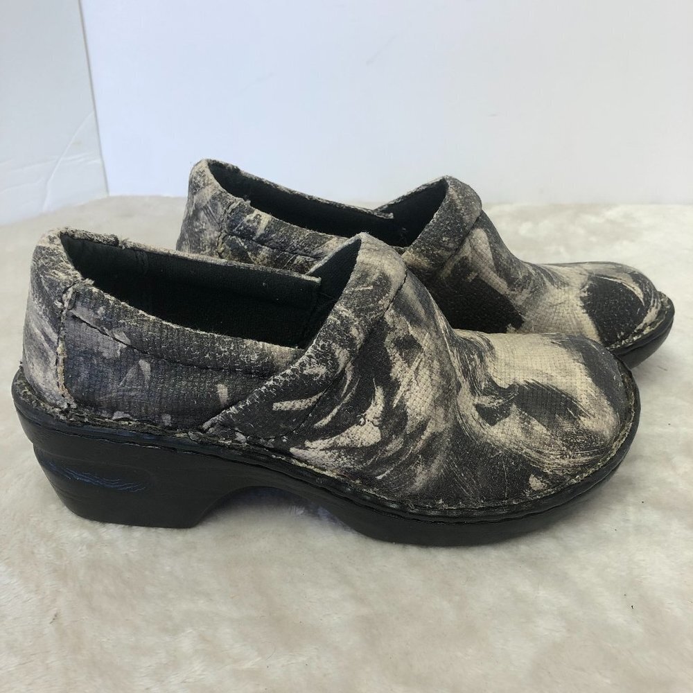 Børn B.O.C. Women's Slip On Comfort Black/Light Grey Fabric Clog Shoes Size 6